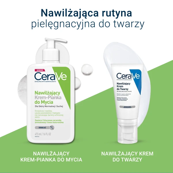 CeraVe, nawilżający krem-pianka do mycia, skóra normalna i sucha, 473 ml