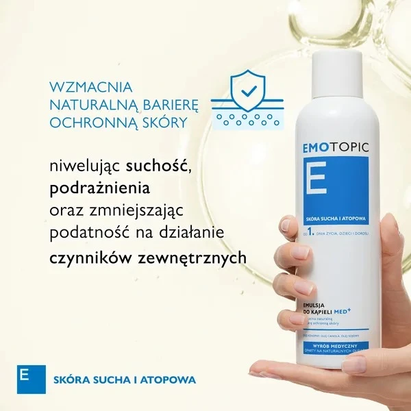 Emotopic Med+, emulsja do kąpieli od 1. dnia życia, skóra sucha i atopowa, 400 ml