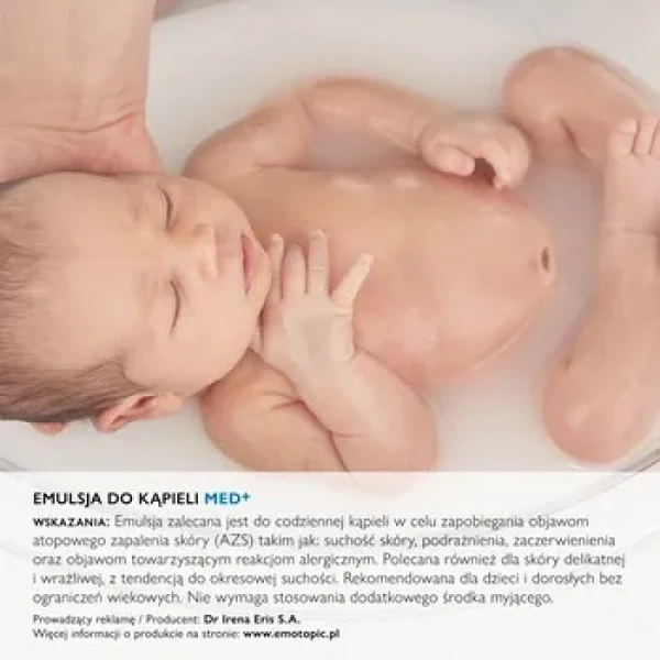 Emotopic Med+, emulsja do kąpieli od 1. dnia życia, skóra sucha i atopowa, 400 ml