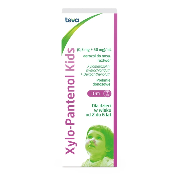Xylo-Pantenol Kids 0,5 mg + 50 mg/ ml, aerozol do nosa, 2-6 lat, 10 ml