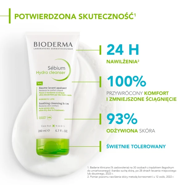 Bioderma Sebium Hydra Cleanser, oczyszczająca emulsja, 200 ml