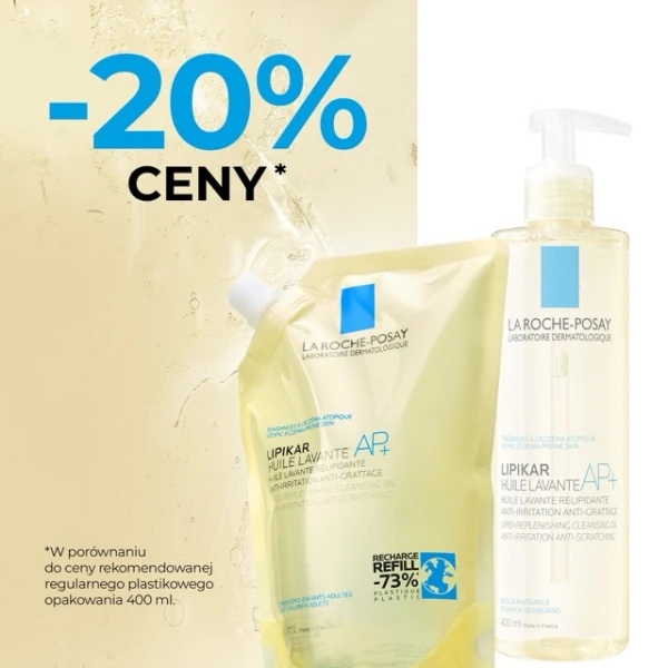 La Roche-Posay Lipikar AP+, olejek myjący uzupełniający poziom lipidów, przeciw podrażnieniom skóry, zapas, 400 ml