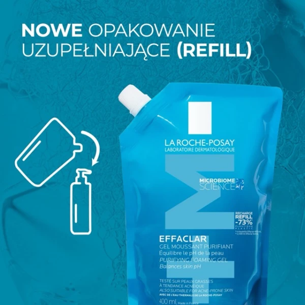 La Roche-Posay Effaclar, żel oczyszczający do skóry tłustej i wrażliwej, zapas, 400 ml