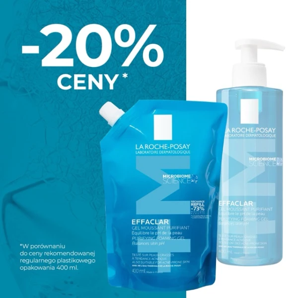 La Roche-Posay Effaclar, żel oczyszczający do skóry tłustej i wrażliwej, zapas, 400 ml