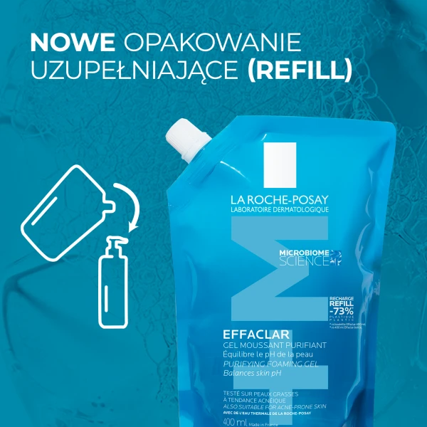 La Roche-Posay Effaclar, żel oczyszczający do skóry tłustej i wrażliwej, zapas, 400 ml