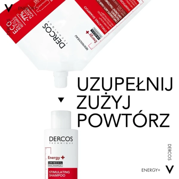 Vichy Dercos Energy+, szampon stymulujący, zapas, 500 ml