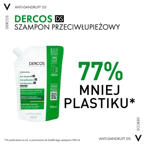 Vichy Dercos Anti Dandruff DS, szampon przeciwłupieżowy, włosy suche, zapas, 500 ml