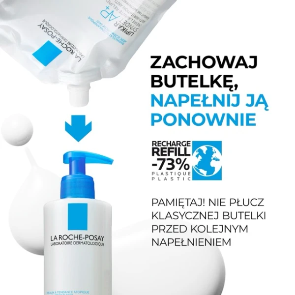 La Roche-Posay Lipikar Syndet AP+, krem myjący do ciała uzupełniający poziom lipidów, od urodzenia, zapas, 400 ml