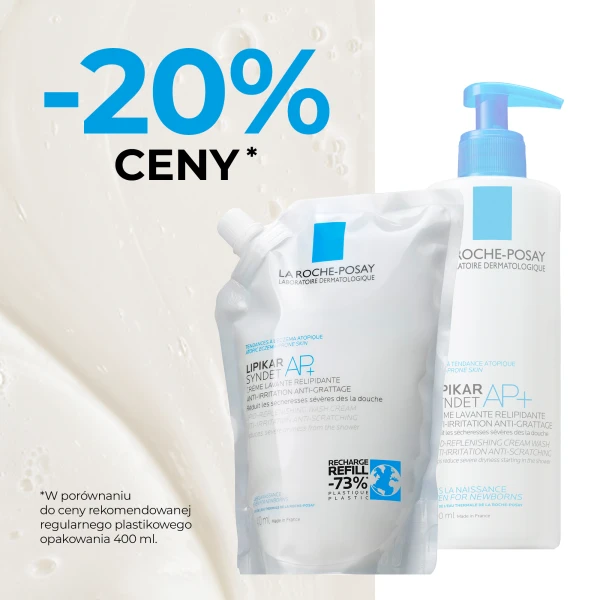 La Roche-Posay Lipikar Syndet AP+, krem myjący do ciała uzupełniający poziom lipidów, od urodzenia, zapas, 400 ml