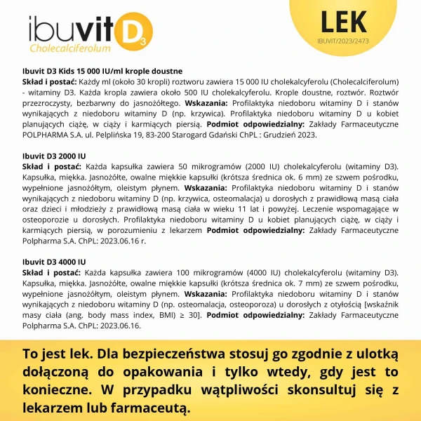 Ibuvit D3 Kids 15000 IU/ml, krople doustne, roztwór, 10 ml