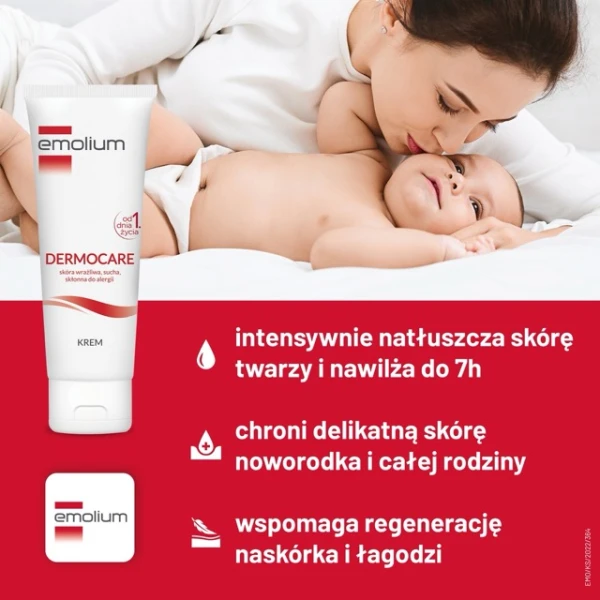 Zestaw wyprawkowy Emolium Dermocare, emulsja do kąpieli, 400 ml + emulsja do ciała, 400 ml + krem, 75 ml