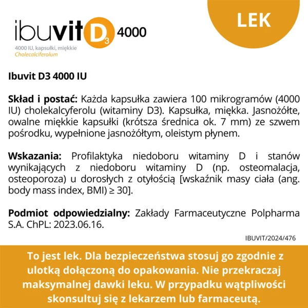 Ibuvit D3 4000 IU, 150 kapsułek