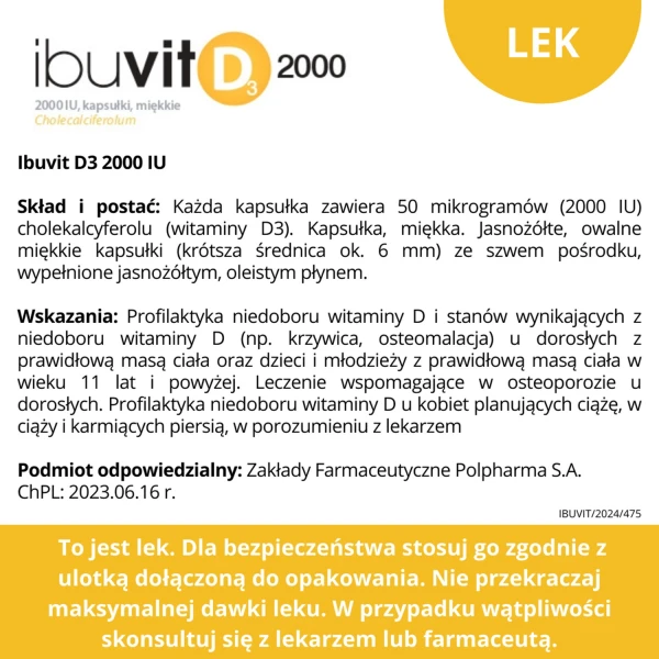 Ibuvit D3 2000 IU, 150 kapsułek