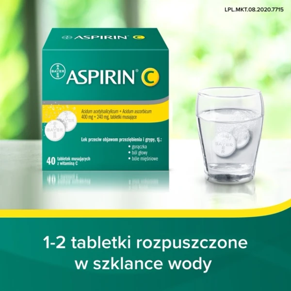 Aspirin C 400 mg + 240 mg, 40 tabletek musujących