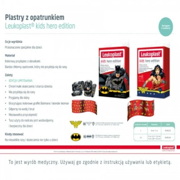 Leukoplast Kids Hero Edition, Plastry, 12 sztuk