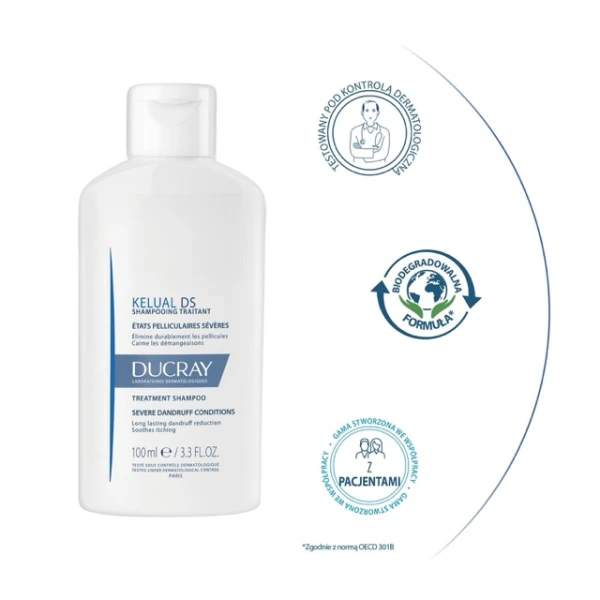 Ducray Kelual DS, szampon przeciwłupieżowy, ciężkie stany łupieżowe, 100 ml