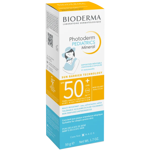 Bioderma Photoderm Pediatrics, fluid mineralny dla dzieci, do skóry wrażliwej i alergicznej, SPF 50+, od urodzenia, 50 g