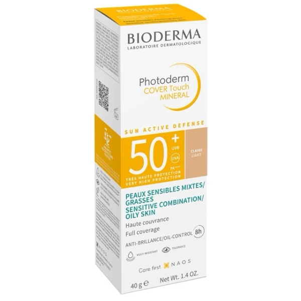 Bioderma Photoderm Cover Touch Mineral, kryjący fluid mineralny, jasny, SPF 50+, 40 g