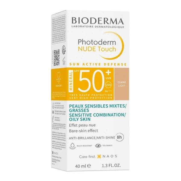 Bioderma Photoderm Nude Touch, podkład mineralny z efektem nude, odcień jasny, SPF 50+, 40 ml