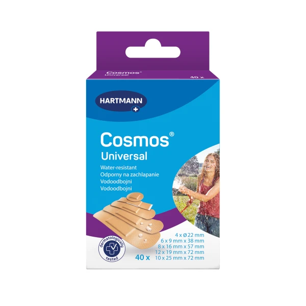Cosmos Universal Water Resistant, Zestaw wodoodpornych plastrów z opatrunkiem, 40 sztuk
