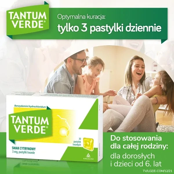 Tantum Verde smak cytrynowy, 3 mg, 30 pastylek