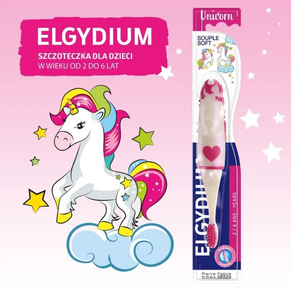 Elgydium Unicorn, Szczoteczka do zębów dla dzieci 2-6 lat, 1 sztuka