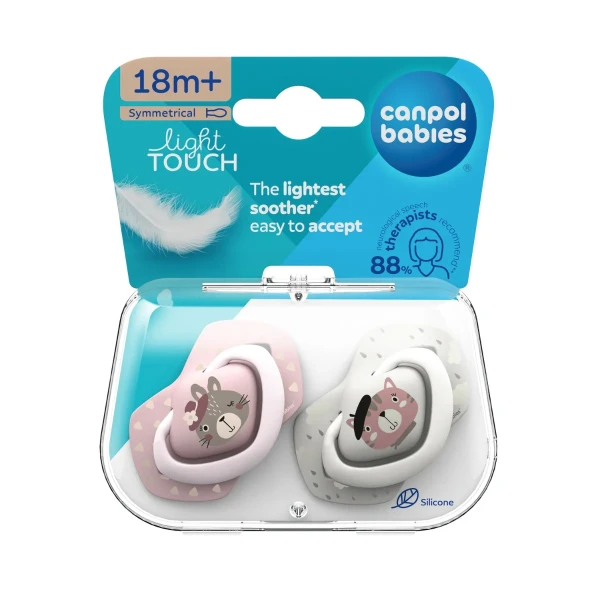 Canpol Babies, smoczek uspokajający, 6-18 miesięcy, silikonowy, symetryczny, Bonjour Paris, różowy, 2 sztuki