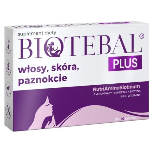 Biotebal Plus Włosy Skóra Paznokcie, 30 tabletek + 10 tabletek gratis