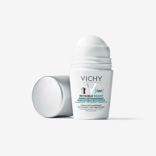 Vichy Invisible Resist, antyperspirant roll-on, przeciw śladom na ubraniach, 50 ml