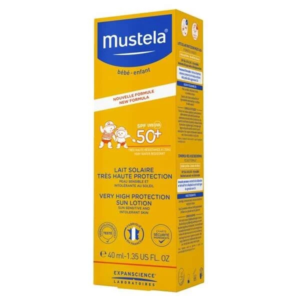 Zestaw Mustela Sun, Maluszek w podróży - skóra skłonna do atopii, mleczko przeciwsłoneczne, SPF 50, 40 ml + Stelatopia, krem do twarzy, 40 ml