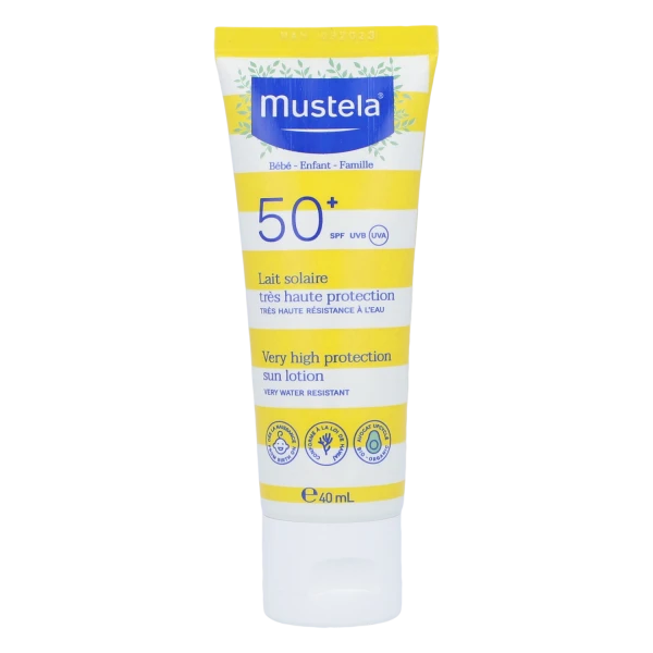Zestaw Mustela Sun, Maluszek w podróży - skóra sucha, mleczko przeciwsłoneczne, SPF 50, 40 ml + olejek do masażu, 100 ml