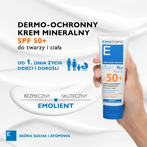Emotopic, Krem ochronny do twarzy i ciała SPF 50+, 75 ml