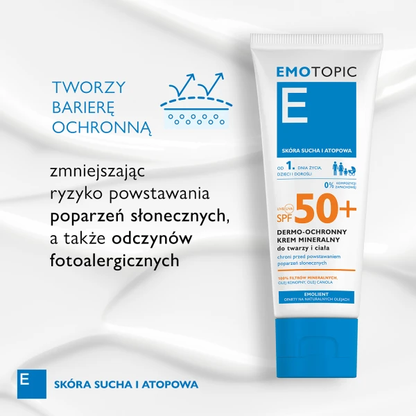 Emotopic, Krem ochronny do twarzy i ciała SPF 50+, 75 ml