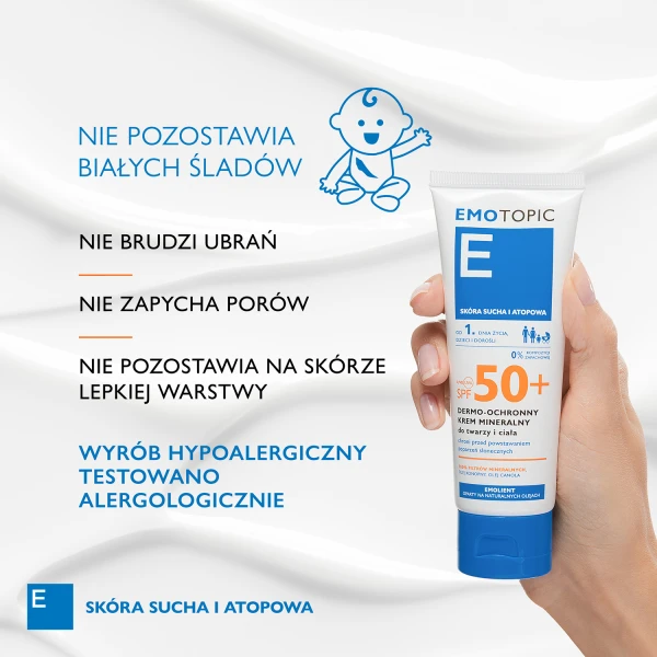 Emotopic, Krem ochronny do twarzy i ciała SPF 50+, 75 ml
