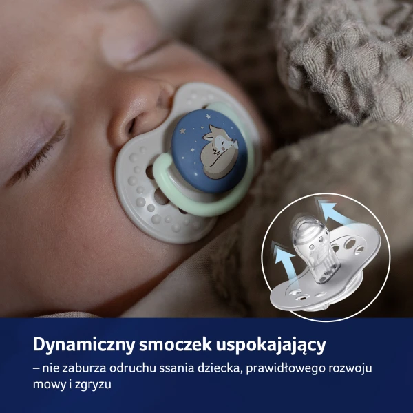 Lovi Night & Day, smoczek uspokajający, silikonowy, dynamiczny, Boy, 6-18 miesięcy, 2 sztuki