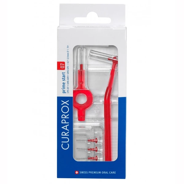 Curaprox CPS 07 Prime Start, szczoteczki międzyzębowe, 5 sztuk + uchwyt UHS 470 + uchwyt UHS 409