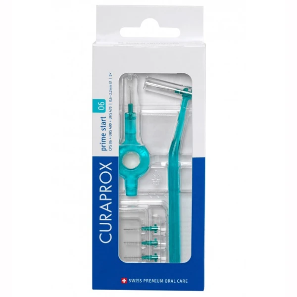 Curaprox CPS 06 Prime Start, szczoteczki międzyzębowe, 5 sztuk + uchwyt UHS 470 + uchwyt UHS 409