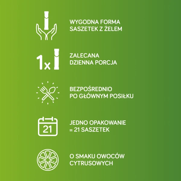Danacol Plus, żel doustny, smak owoców cytrusowych, 15 ml x 21 saszetek