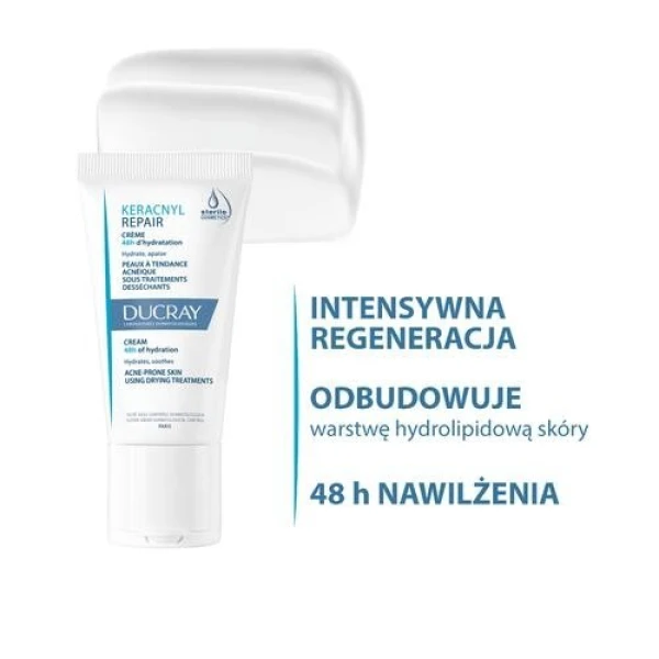 Ducray Keracnyl Repair, Krem nawilżający, 50 ml