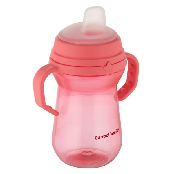 Canpol Kubek z miękkim, silikonowym ustnikiem FirstCup, różowy, 250 ml