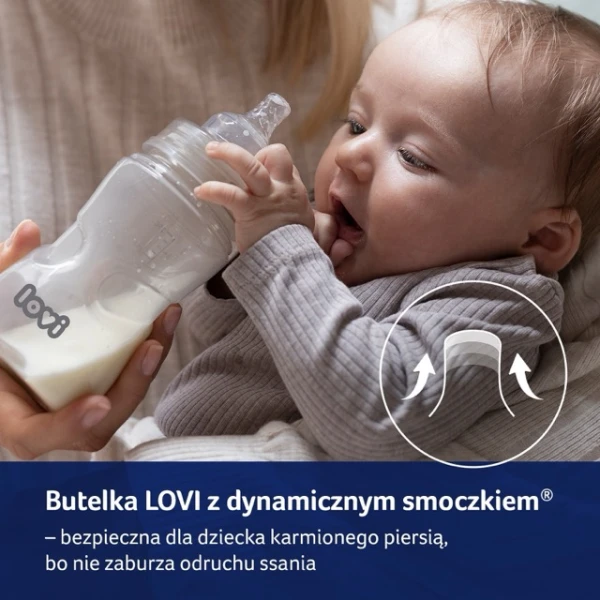 Lovi Trends, butelka ze smoczkiem dynamicznym, Beige, od 3 miesiąca, 240 ml