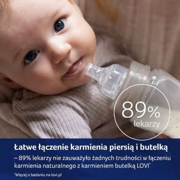 Lovi Trends, butelka ze smoczkiem dynamicznym, Beige, od 3 miesiąca, 240 ml