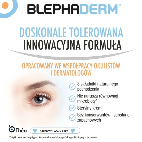 Blephaderm, łagodzący krem na powieki i okolice oczu, 40 ml