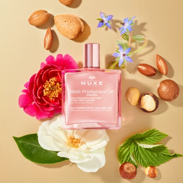Nuxe Huile Prodigieuse Florale, suchy olejek ze złotymi drobinkami do ciała, twarzy i włosów, 50 ml