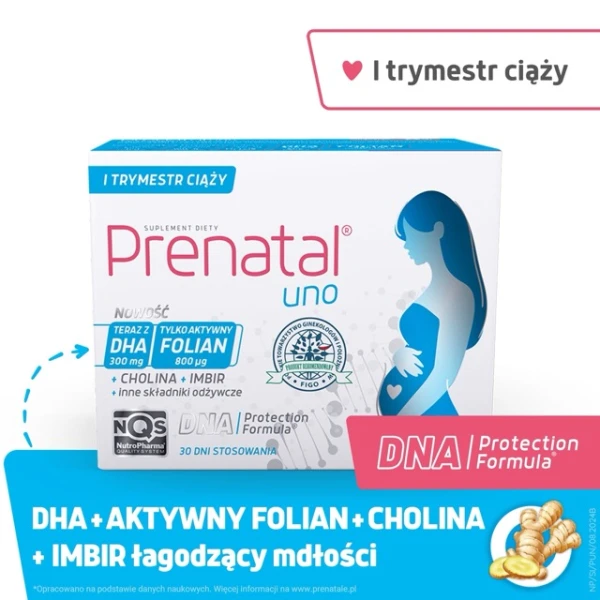 Prenatal Uno, 30 kapsułek + DHA, 30 kapsułek