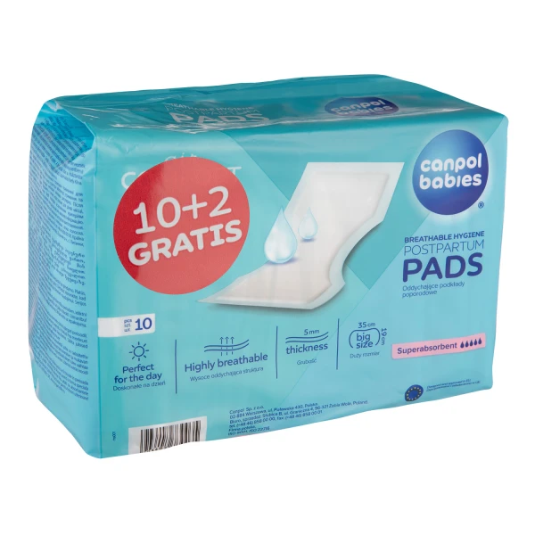 Canpol Babies, oddychające podkłady poporodowe, wysokochłonne, 10 sztuk + 2 sztuki gratis