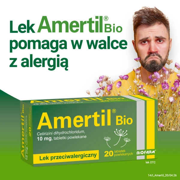 Amertil Bio 10 mg, na alergię, 20 tabletek powlekanych