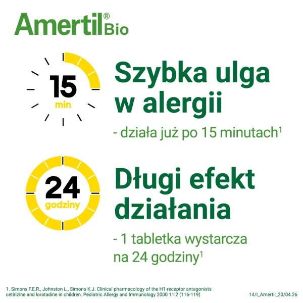 Amertil Bio 10 mg, na alergię, 20 tabletek powlekanych