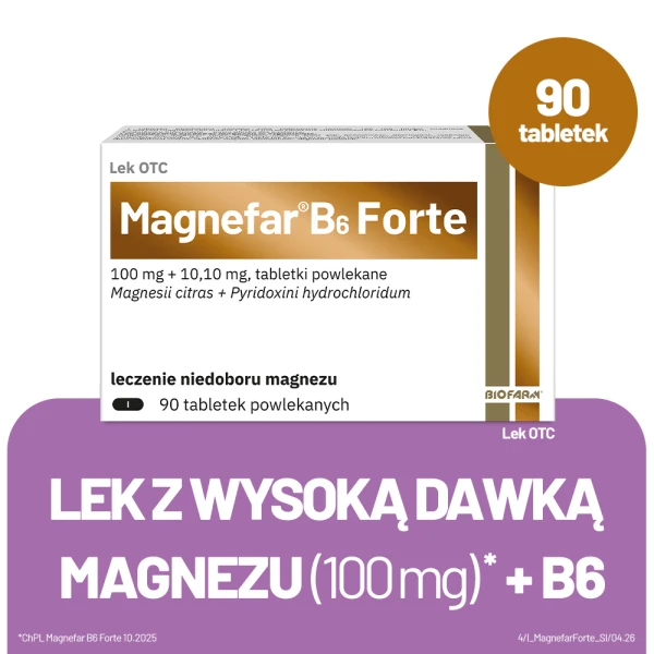 Magnefar B6 Forte, 90 tabletek powlekanych