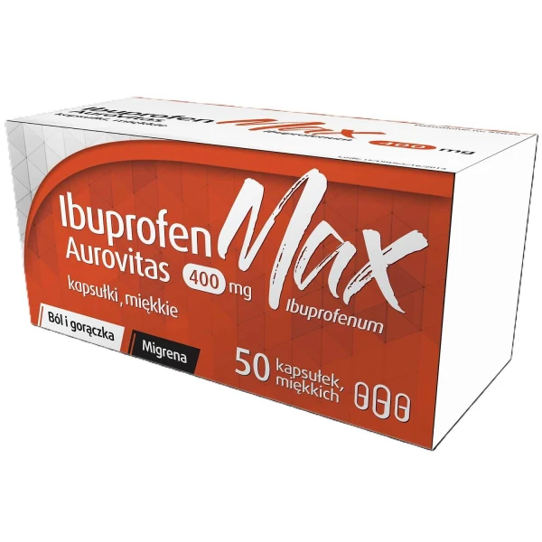Ibuprofen Max Aurovitas 400 mg, 50 kapsułek miękkich